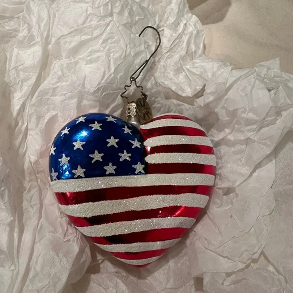 Vintage Christopher Radko Handmade Patriotic Heart Ornament - Picture 4 of 8